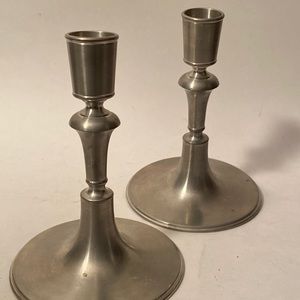 2 Royal Selangor Pewter 97% Candle Stick Taper Holder Scandinavian MCM Style